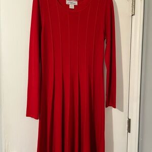 Knit Red Long Sleeve Dress